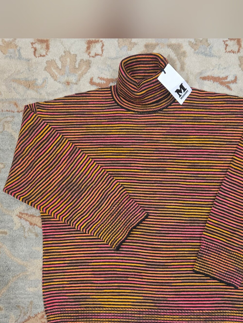 Gorgeous NWT Missoni Striped Pure Wool Turtleneck In Size M Mint